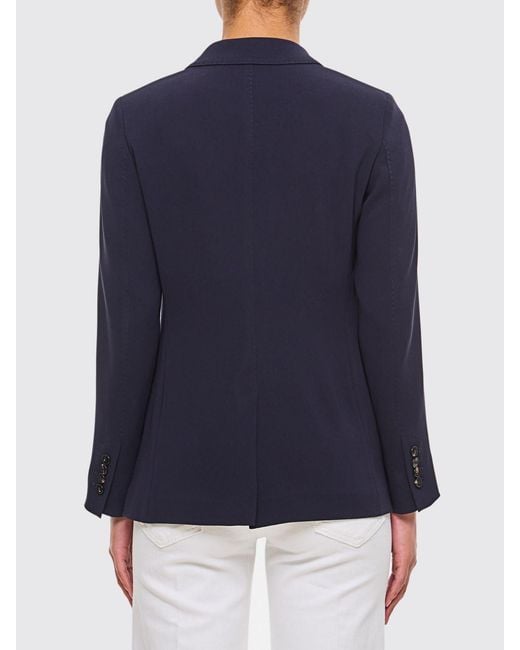 Alberto Biani Blue Slim Fit Double-Breasted Cady Blazer With Classic Lapels