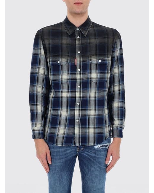 DSquared² Blue Cotton Shirt for men