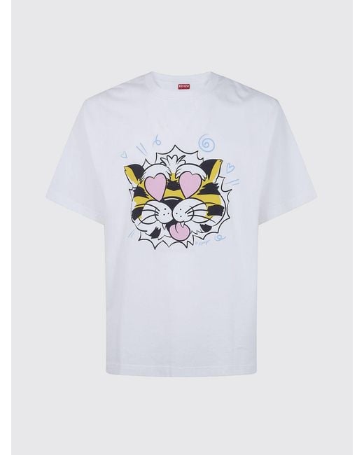 KENZO White Printed Cotton T-Shirt for men