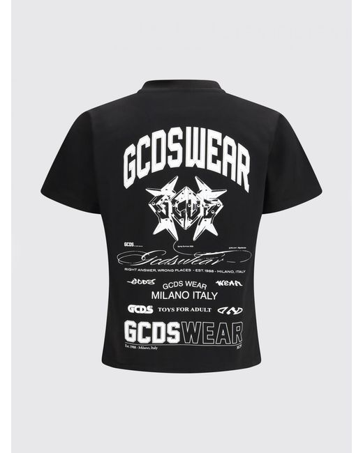 Gcds Black Printed Cotton T-Shirt for men