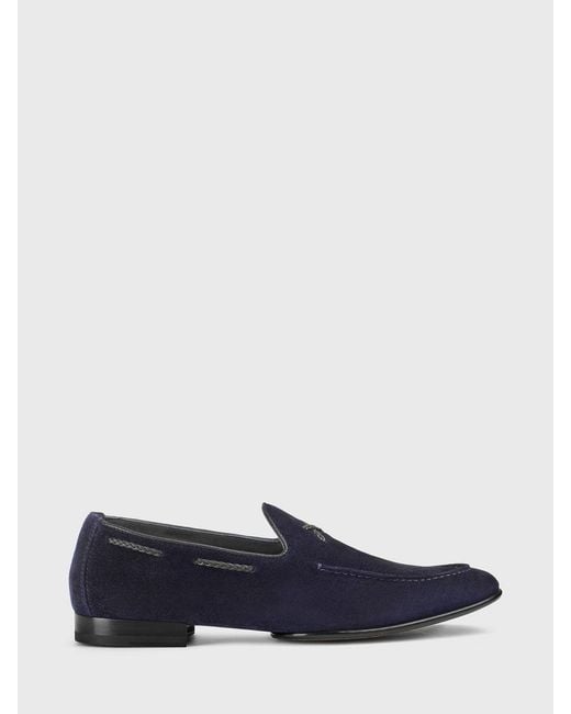 Doucal's Blue Suede Loafers for men