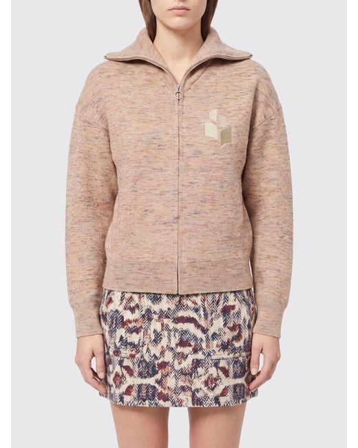 Isabel Marant Pink Koxy Monogram Logo Viscose Blend Zip-Up Cardigan