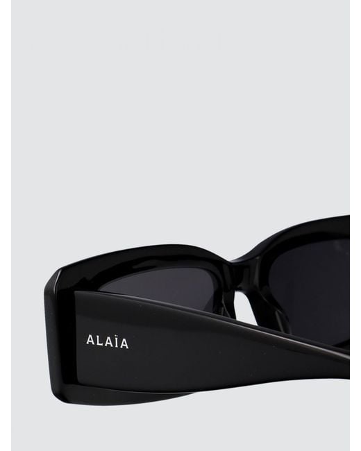 Alaïa Black Rectangular Recycled Acetate Sunglasses