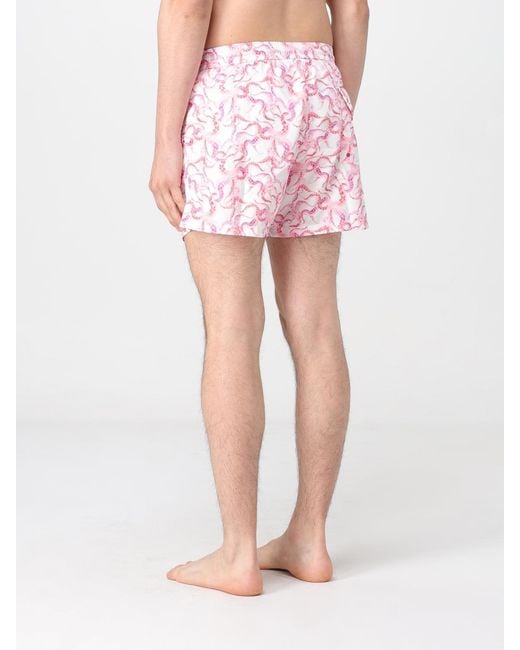 Kampos Pink Patterned Nylon Swimsuit for men