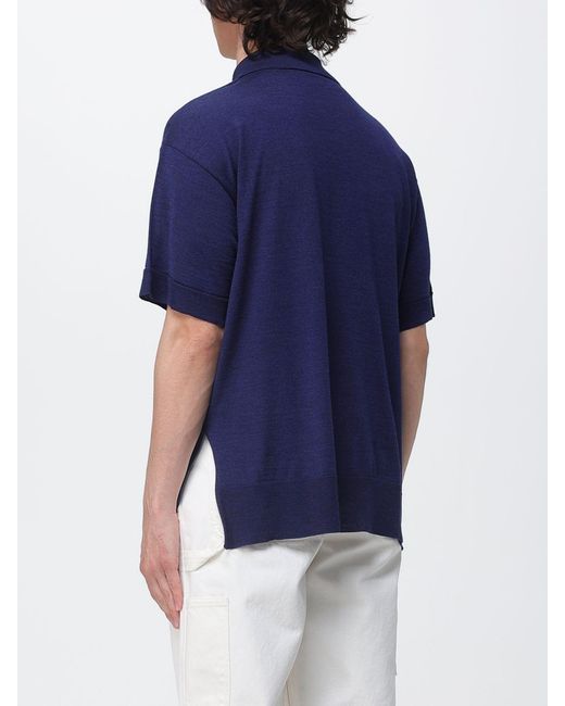 AMI Blue Wool And Silk Polo Shirt for men