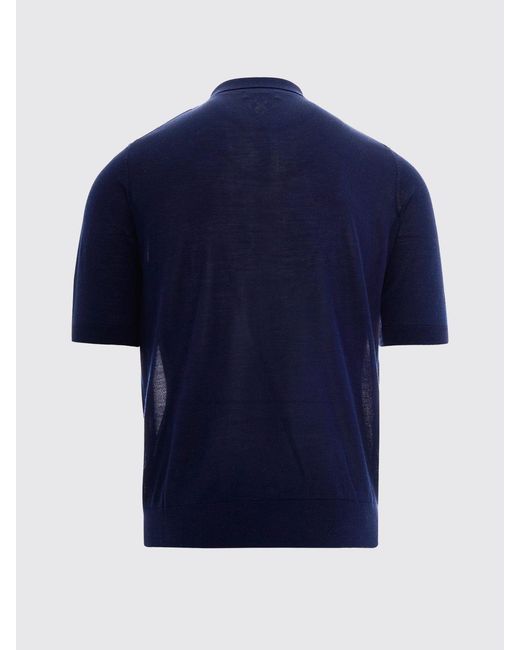 Ballantyne Blue Silk And Cashmere Polo Shirt for men
