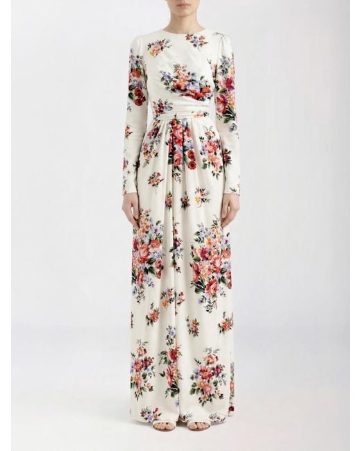 Dolce & Gabbana White Dolce &Amp Gabbana Floral Silk Dress