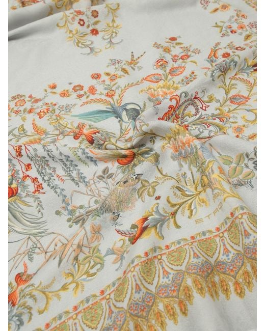 Etro Natural Cotton Blend Scarf With Floral Jacquard Motif for men