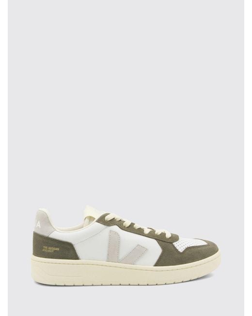 Veja Natural V-82 O.T. Leather Sneakers With Perforated Toe And Contrast Logo for men