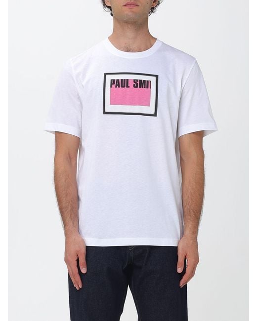 Paul Smith White Organic Cotton Crewneck T-Shirt With Logo Print for men