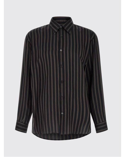 Dries Van Noten Black Striped Cupro Shirt for men