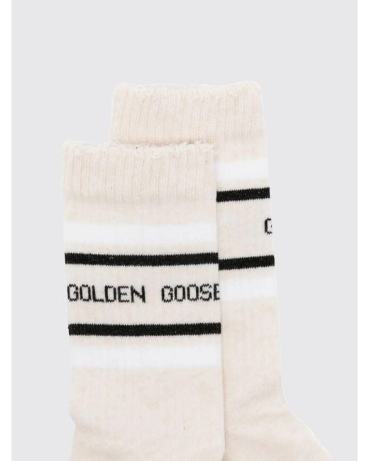 Golden Goose Deluxe Brand White Stretch Cotton Socks With Jacquard Logo for men