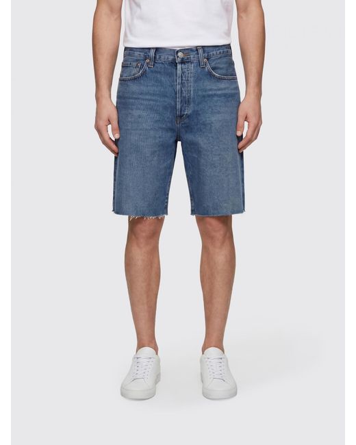 Agolde Blue Knee-Length Denim Shorts With Five-Pocket Design for men