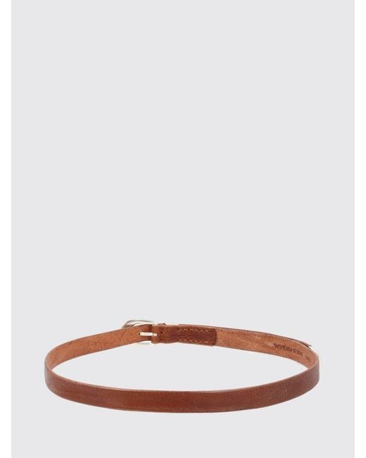 Our Legacy Brown Grained Leather Belt With Pin Buckle for men