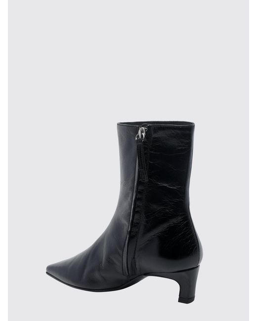 Alohas Black Ambar Rift Smooth Leather Ankle Boots With Stiletto Heel