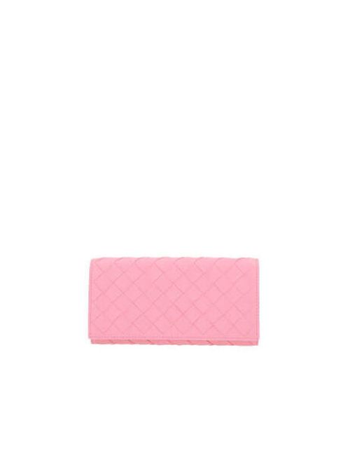 Portafoglio Intrecciato in nappa intrecciata di Bottega Veneta in Pink