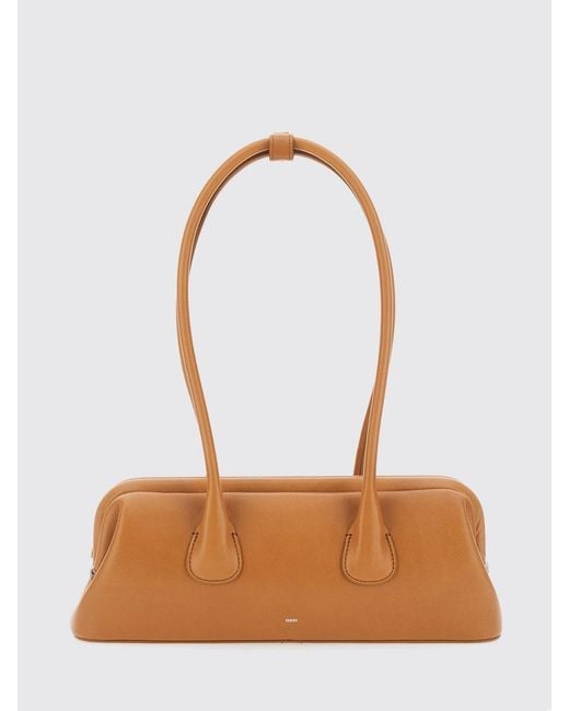 OSOI White Smooth Leather Shoulder Bag With Double Handle And Snap Closure