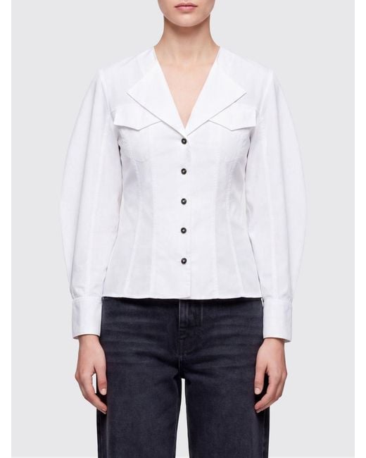 Ganni White Stretch Cotton Shirt