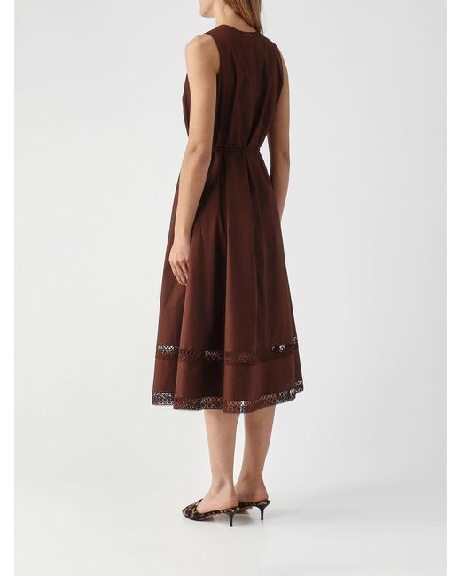 Twinset Brown Cotton Midi Dress