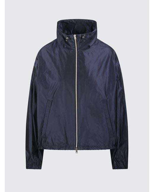 Herno Blue Short Water-Repellent Taffeta Windbreaker Jacket With Hood And High Neck
