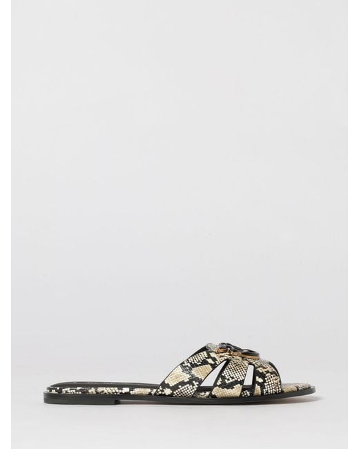 Pinko White Milly 04 Python Print Leather Mules