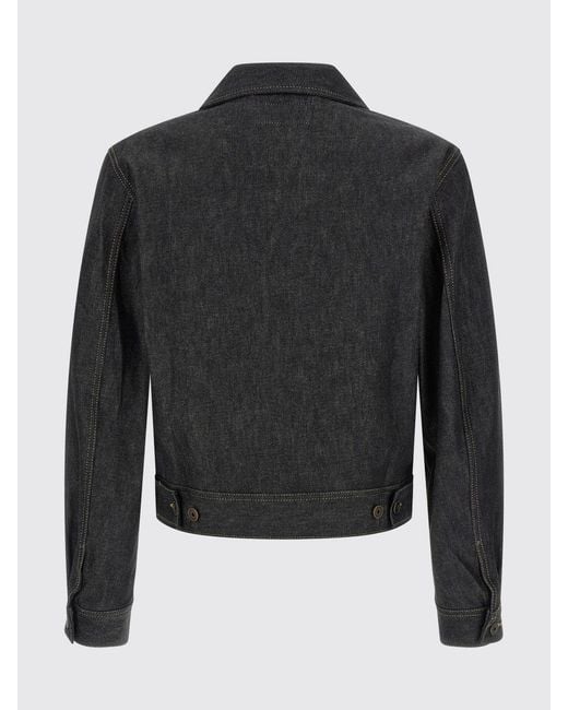 Lemaire Blue Cotton Denim Overshirt With Cuban Collar And Contrast Stitching for men