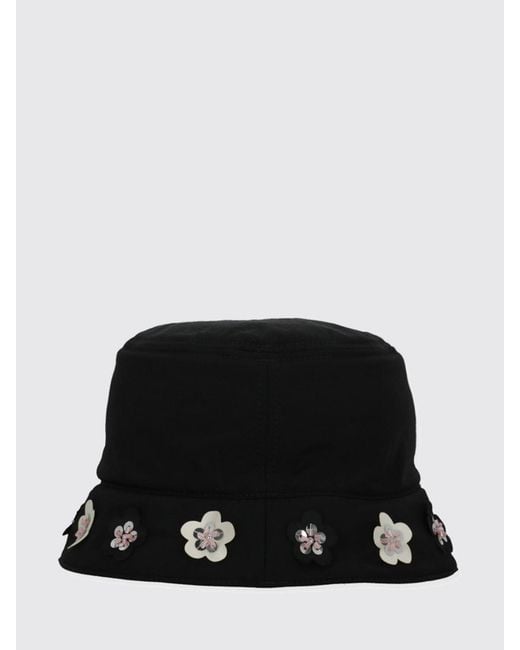 Marni Black Nylon Hat With Applied Flowers
