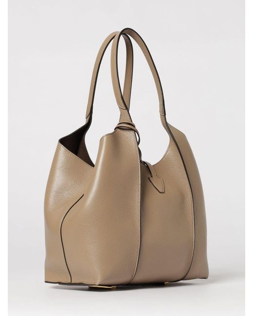 Tod's Natural Mini T Timeless Hammered Leather Bag