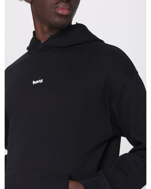 DISCLAIMER Blue Cotton Hoodie With Kangaroo Pocket And Logo for men