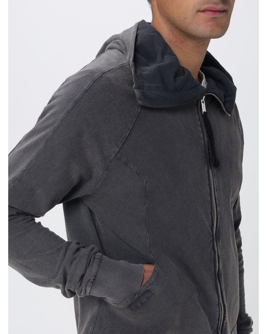 Thom Krom Blue Cotton Zip Hoodie for men