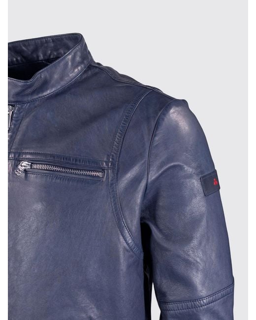Peuterey Blue Leather Jacket for men