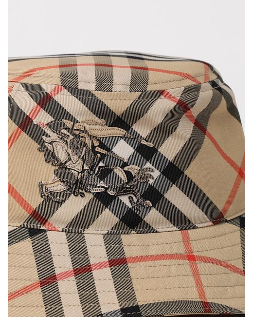 Burberry Natural Canvas Hat With Vintage Check Jacquard