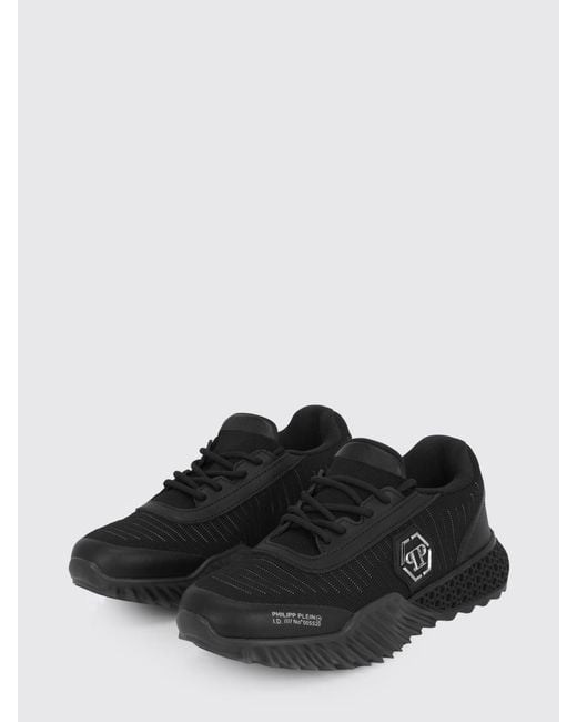 Philipp Plein Black Hexagon Runner Low-Top Sneakers for men