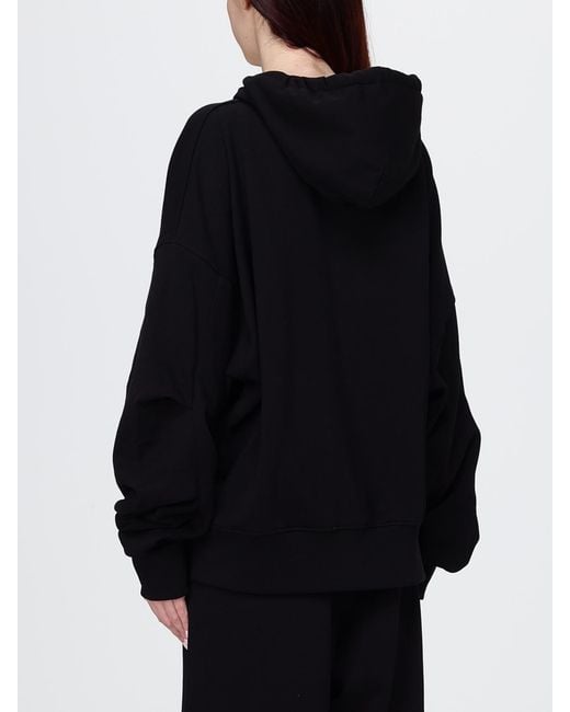 DISCLAIMER Black Oversized Cotton Zip-Up Hoodie With Animal Print