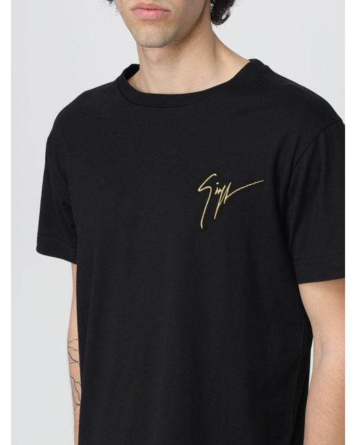 T-shirt in cotone con logo di Giuseppe Zanotti in Black da Uomo