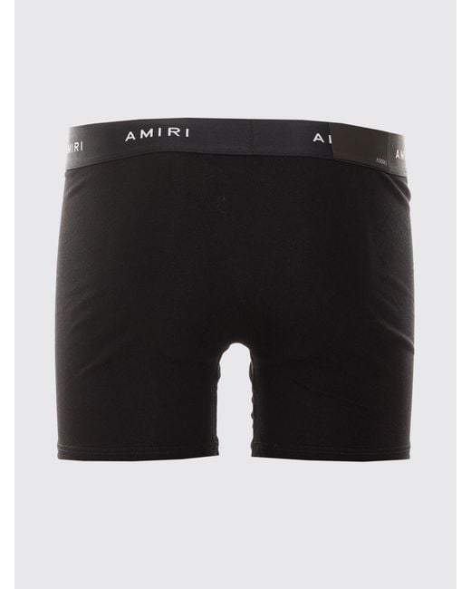 Amiri Black Stretch Cotton Boxer Trunks With Elasticated Logo Waistband for men