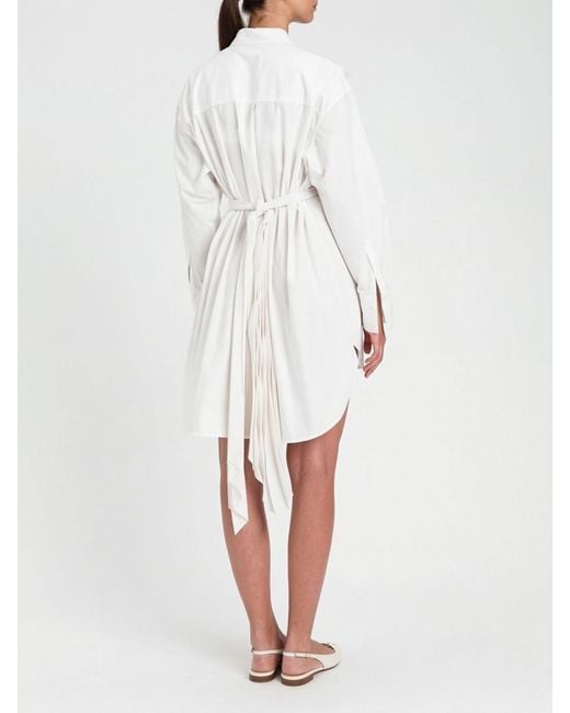 Twinset White Cotton Poplin Shirt Dress