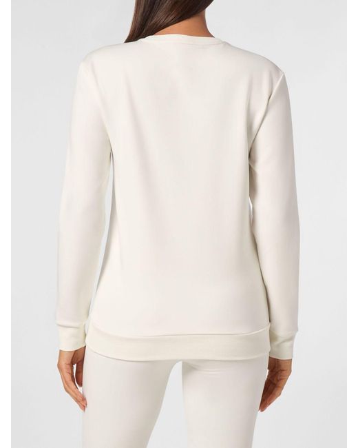 Philipp Plein White Cropped Crew-Neck Jersey Sweatshirt With Tone-On-Tone Logo
