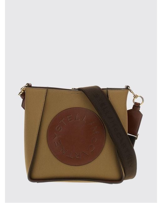 Stella McCartney Brown Logo-Print Cotton And Faux Leather Crossbody Bag