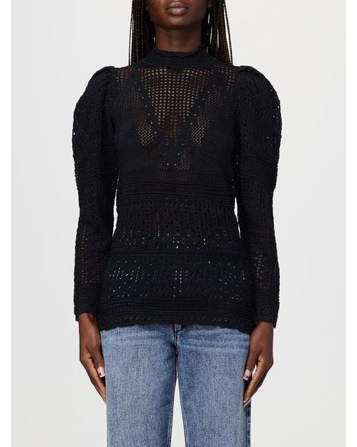 Isabel Marant Black Crochet Cotton Blend Top