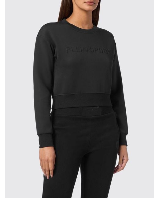Philipp Plein Black Cropped Crew-Neck Sweatshirt