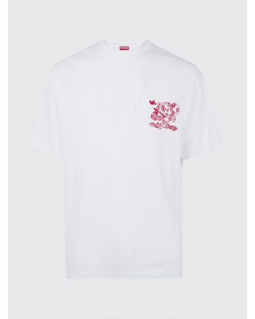 KENZO White Printed Cotton T-Shirt for men