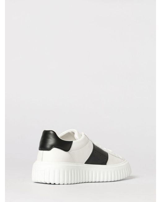 Hogan White H-Stripes Leather Sneakers for men