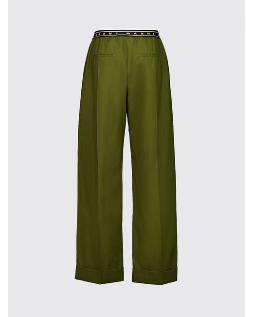 Marni Green Virgin Wool Palazzo Trousers