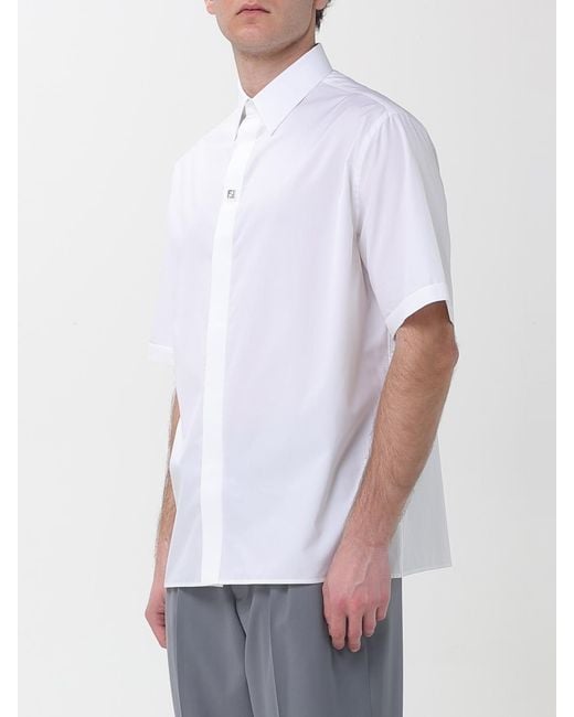 Fendi White Casual Cotton Shirt for men