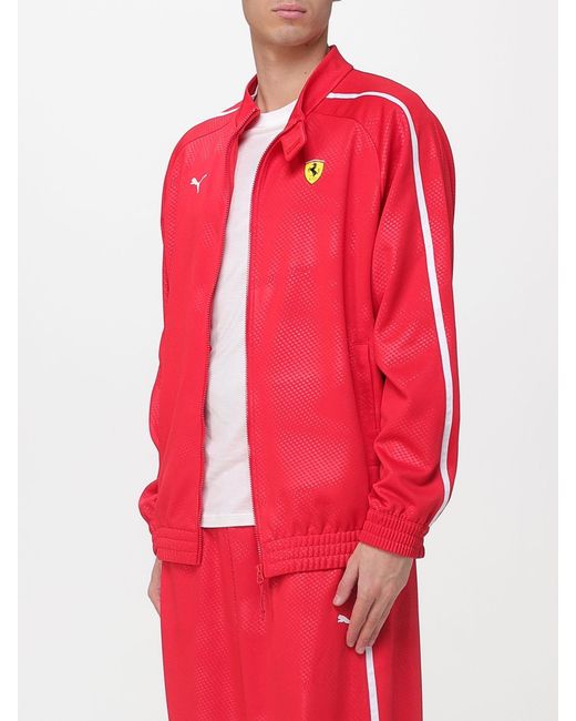 PUMA Red Scuderia Ferrari T7 Mesh Sweatshirt for men