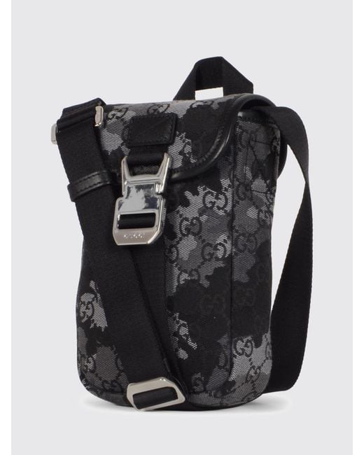 Gucci Black Coated Cotton Crossbody Bag With Camouflage Gg Monogram Print for men