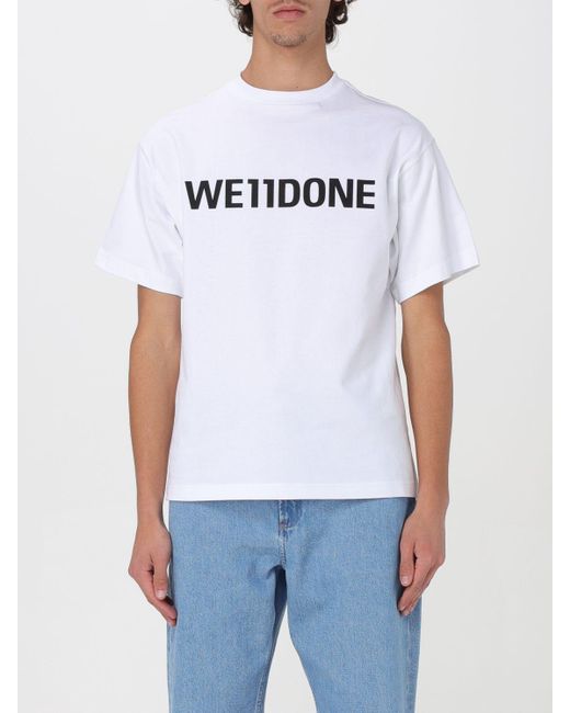 T-shirt in cotone con logo di we11done in White da Uomo