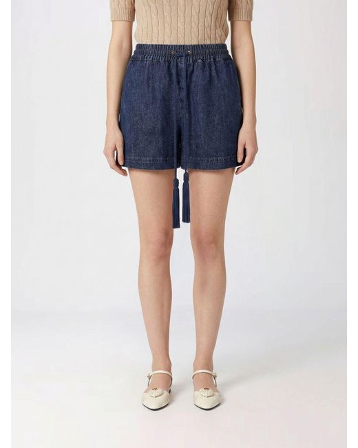 Valentino Blue Vlogo Denim Jogging Shorts