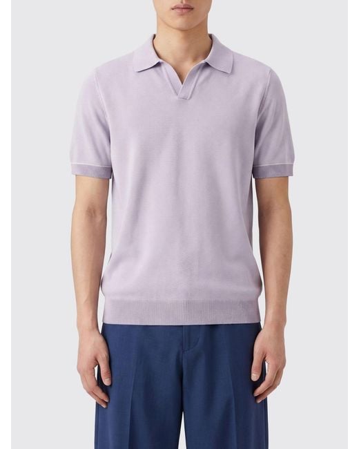 Boss Purple Cotton Knit Polo Shirt for men